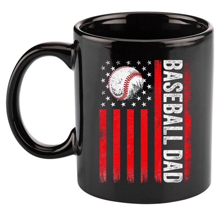 Baseball Dad Player American Us Flag Patriotic 11oz C Handle Ceramic Mug