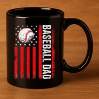 Baseball Dad Player American Us Flag Patriotic 11oz C Handle Ceramic Mug