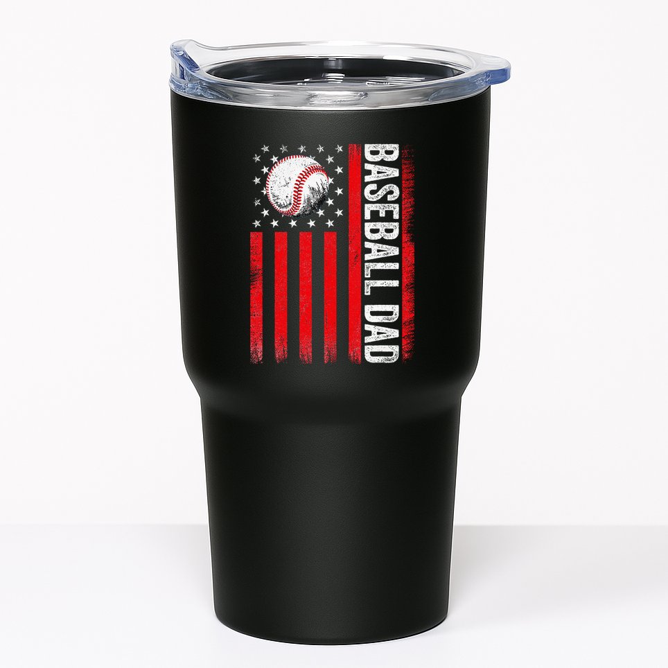 Baseball Dad Player American Us Flag Patriotic Tumbler
