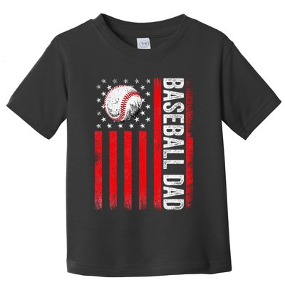 Baseball Dad Player American Us Flag Patriotic Toddler T-Shirt
