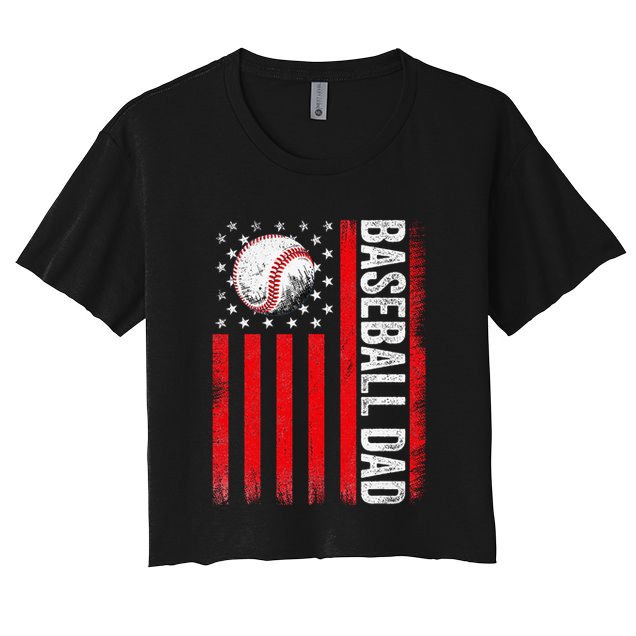 Baseball Dad Player American Us Flag Patriotic Crop Top