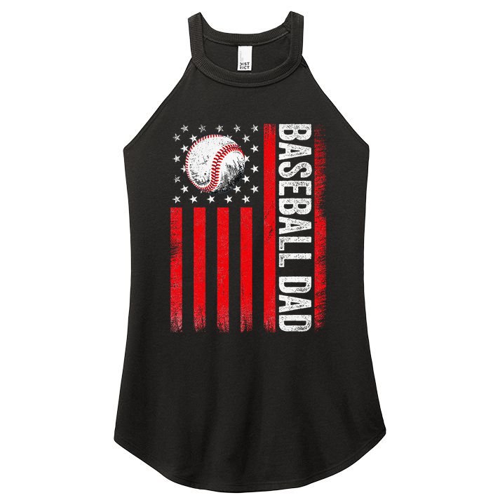 Baseball Dad Player American Us Flag Patriotic Women's Perfect Tri Rocker Tank