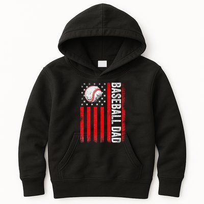 Baseball Dad Player American Us Flag Patriotic Kids Hoodie