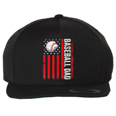 Baseball Dad Player American Us Flag Patriotic Wool Snapback Cap