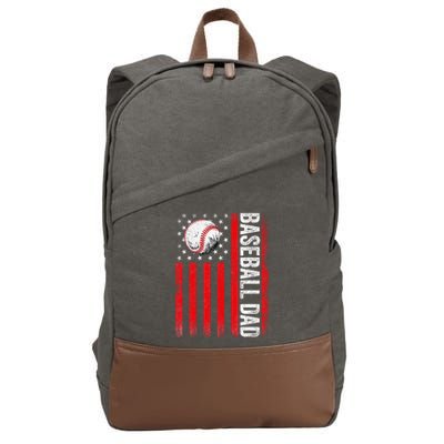 Baseball Dad Player American Us Flag Patriotic Cotton Canvas Backpack