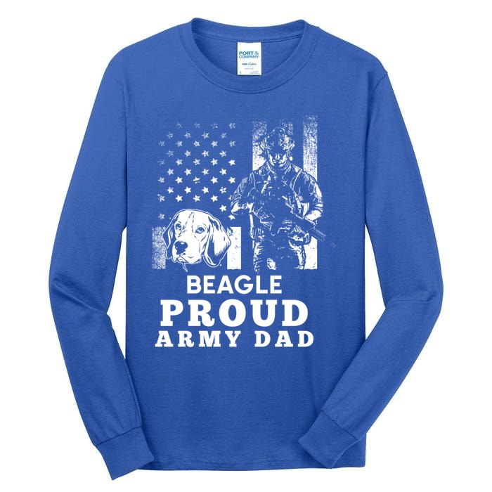 Beagle Dog Proud Army Dad American Flag Patriotic Vintage Cool Gift Tall Long Sleeve T-Shirt