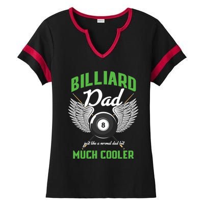 Billiard Dad Player Billiards Pool Snooker Father Cue Sports Gift Ladies Halftime Notch Neck Tee