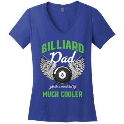 Billiard Dad Player Billiards Pool Snooker Father Cue Sports Gift Women's V-Neck T-Shirt