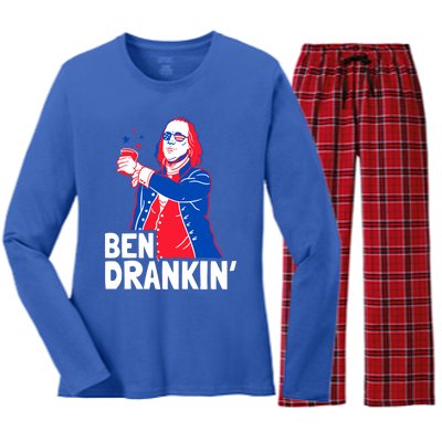 Ben Drankin Patriotic Independence Day 4th Of July Party Gift Women's Long Sleeve Flannel Pajama Set 