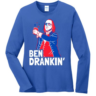 Ben Drankin Patriotic Independence Day 4th Of July Party Gift Ladies Long Sleeve Shirt