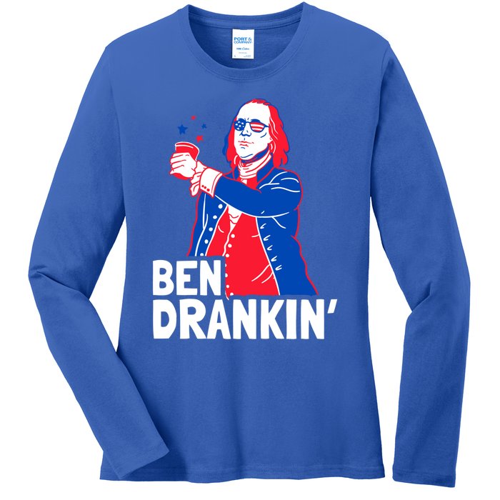 Ben Drankin Patriotic Independence Day 4th Of July Party Gift Ladies Long Sleeve Shirt