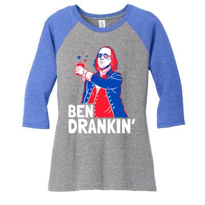 Ben Drankin Patriotic Independence Day 4th Of July Party Gift Women's Tri-Blend 3/4-Sleeve Raglan Shirt