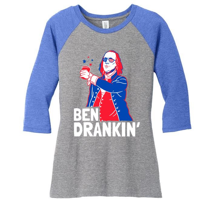 Ben Drankin Patriotic Independence Day 4th Of July Party Gift Women's Tri-Blend 3/4-Sleeve Raglan Shirt