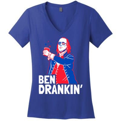 Ben Drankin Patriotic Independence Day 4th Of July Party Gift Women's V-Neck T-Shirt