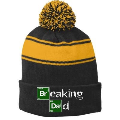 Breaking Dad Papa Funny Father's Day Dad Gift Christmas Stripe Pom Pom Beanie