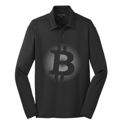 Bitcoin Dot Pattern Silk Touch Performance Long Sleeve Polo