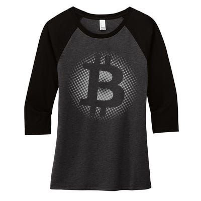 Bitcoin Dot Pattern Women's Tri-Blend 3/4-Sleeve Raglan Shirt