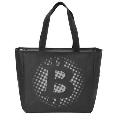 Bitcoin Dot Pattern Zip Tote Bag
