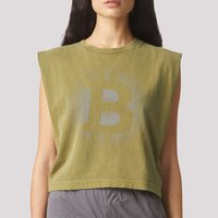 Bitcoin Dot Pattern Garment-Dyed Women's Muscle Tee