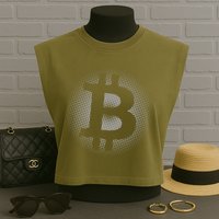Bitcoin Dot Pattern Garment-Dyed Women's Muscle Tee