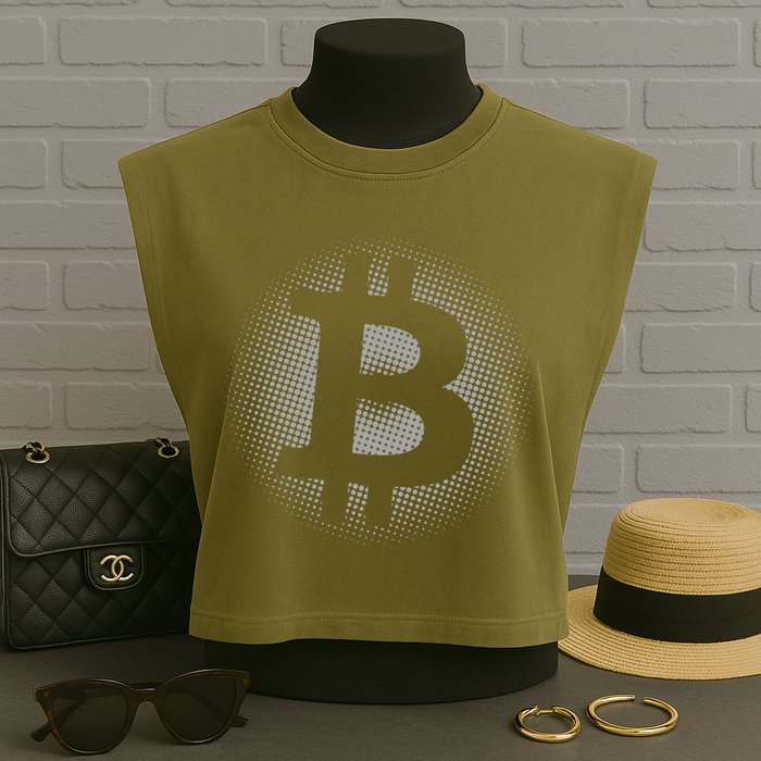 Bitcoin Dot Pattern Garment-Dyed Women's Muscle Tee