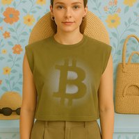 Bitcoin Dot Pattern Garment-Dyed Women's Muscle Tee