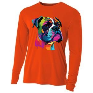 Boxer Dog Pop Art Design Cute Boxer Dog Lovers Cooling Performance Long Sleeve Crew