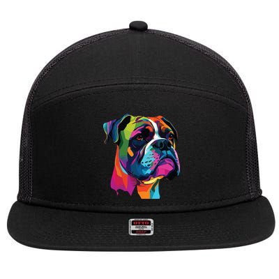 Boxer Dog Pop Art Design Cute Boxer Dog Lovers 7 Panel Mesh Trucker Snapback Hat