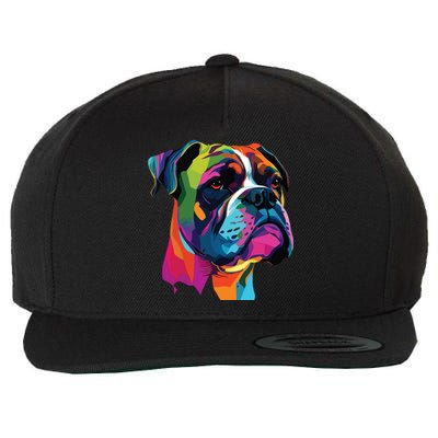 Boxer Dog Pop Art Design Cute Boxer Dog Lovers Wool Snapback Cap