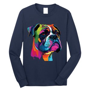 Boxer Dog Pop Art Design Cute Boxer Dog Lovers Long Sleeve Shirt