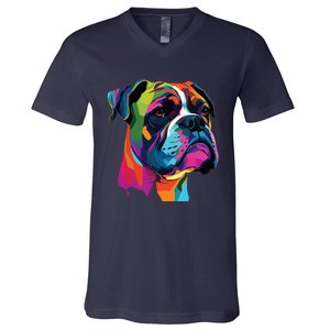 Boxer Dog Pop Art Design Cute Boxer Dog Lovers V-Neck T-Shirt