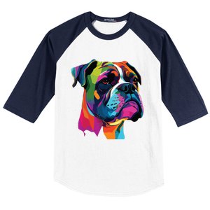 Boxer Dog Pop Art Design Cute Boxer Dog Lovers Baseball Sleeve Shirt