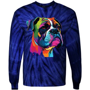 Boxer Dog Pop Art Design Cute Boxer Dog Lovers Tie-Dye Long Sleeve Shirt