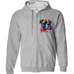 Boxer Dog Pop Art Design Cute Boxer Dog Lovers Full Zip Hoodie