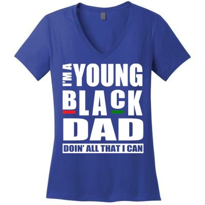 Black Dad Parent Black Fathers African American Dads Cute Gift Women's V-Neck T-Shirt