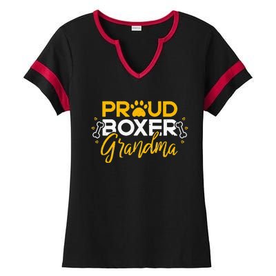 Boxer Dog Proud Grandma Granddog Boxer Breed Lovers Ladies Halftime Notch Neck Tee