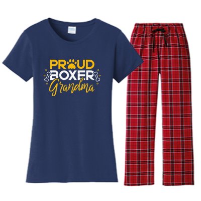 Boxer Dog Proud Grandma Granddog Boxer Breed Lovers Women's Flannel Pajama Set