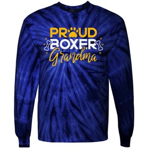 Boxer Dog Proud Grandma Granddog Boxer Breed Lovers Tie-Dye Long Sleeve Shirt