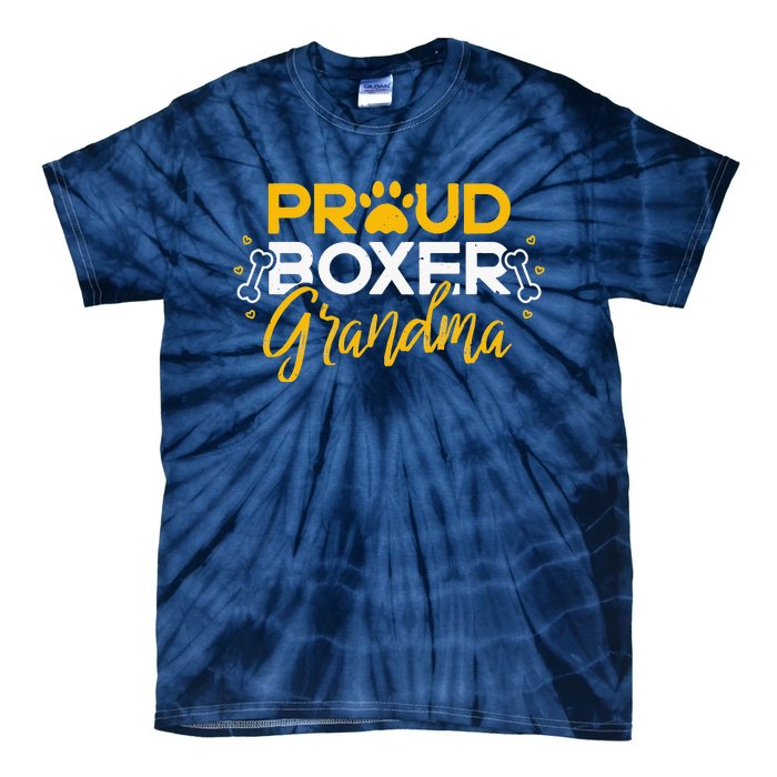 Boxer Dog Proud Grandma Granddog Boxer Breed Lovers Tie-Dye T-Shirt