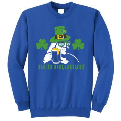 Ben Drankin Partying St Patricks Day Funny Beer Clover Lucky Gift Tall Sweatshirt