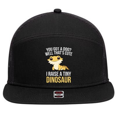 Bearded Dragon Pet I Raise A Tiny Dinosaur Bearded Dragon 7 Panel Mesh Trucker Snapback Hat