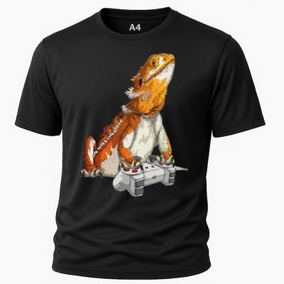 Bearded Dragon Playing Video Games Reptiles lizard Gamers Cooling Performance Crew T-Shirt