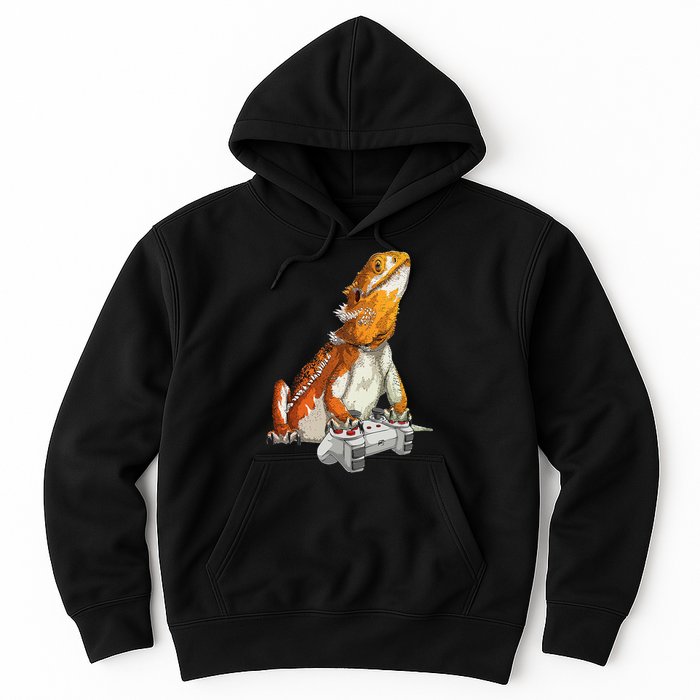 Bearded Dragon Playing Video Games Reptiles lizard Gamers Hoodie