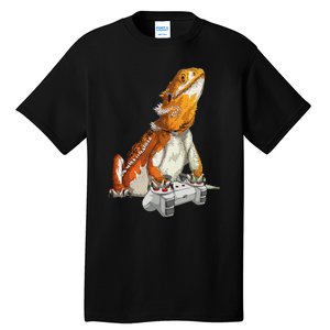 Bearded Dragon Playing Video Games Reptiles lizard Gamers Tall T-Shirt