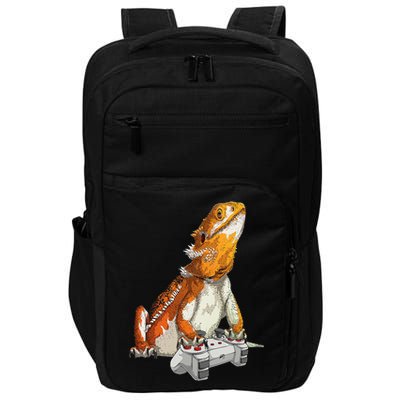 Bearded Dragon Playing Video Games Reptiles lizard Gamers Impact Tech Backpack