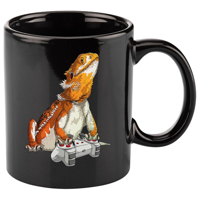 Bearded Dragon Playing Video Games Reptiles lizard Gamers 11oz C Handle Ceramic Mug