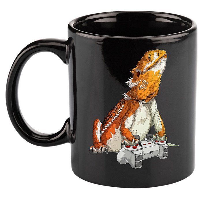 Bearded Dragon Playing Video Games Reptiles lizard Gamers 11oz C Handle Ceramic Mug