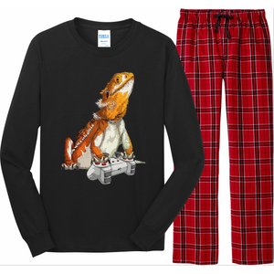 Bearded Dragon Playing Video Games Reptiles lizard Gamers Long Sleeve Pajama Set