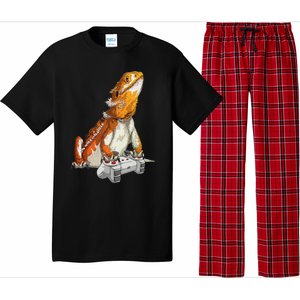 Bearded Dragon Playing Video Games Reptiles lizard Gamers Pajama Set