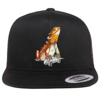 Bearded Dragon Playing Video Games Reptiles lizard Gamers Flat Bill Trucker Hat